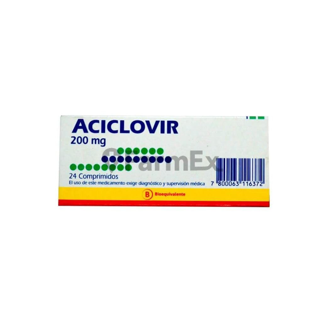 Aciclovir 200 mg x 24 comprimidos Farmex-Fonasa-Persistente
